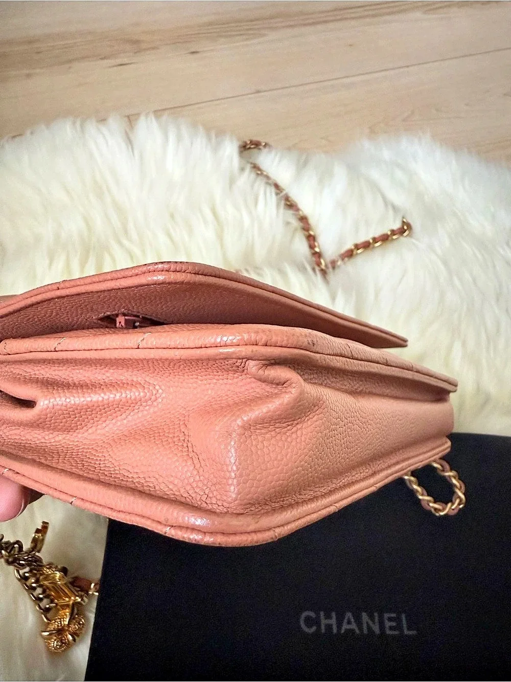Chanel Ancient Greek Charm Wallet on Chain Chevron Caviar